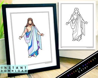 Jesus Christ Christus Statue Geometric New Testament Bible Gospel LDS Coloring Colouring Page FHE Sunday Primary Activity General Conference