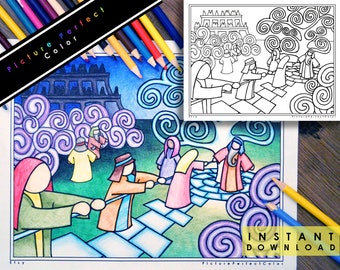 Coloring Page Colouring Activity Lehi&#39;s Dream of the Tree of Life Lehis Vision Iron Rod Book of Mormon LDS Sunday FHE General Conference