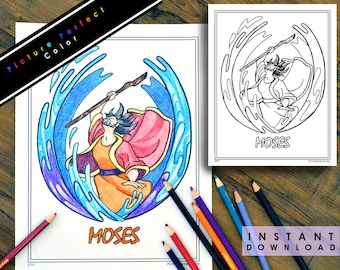 Coloring Page Colouring Activity Moses Parts the Red Sea Exodus Old Testament Bible Gospel LDS for FHE Sunday Primary