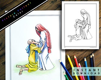 Jesus Christ Healing a Blind Man New Testament Bible Gospel Christian LDS Coloring Page Colouring Page FHE Sunday Activity