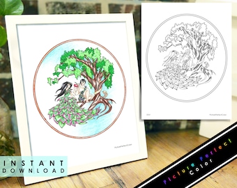 Coloring Page Colouring Activity Adam and Eve The Fall Garden of Eden Genesis Old Testament Bible LDS Gospel for FHE Sunday Primary