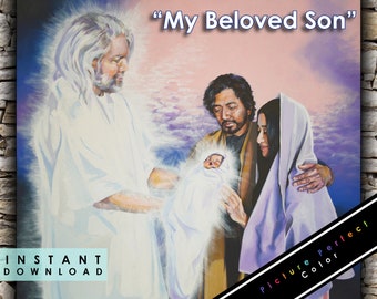Christmas Nativity Painting Wall Art Print Birth of Jesus Christ to Joseph and Mary God Heavenly Father Bible Gospel Christian LDS Download
