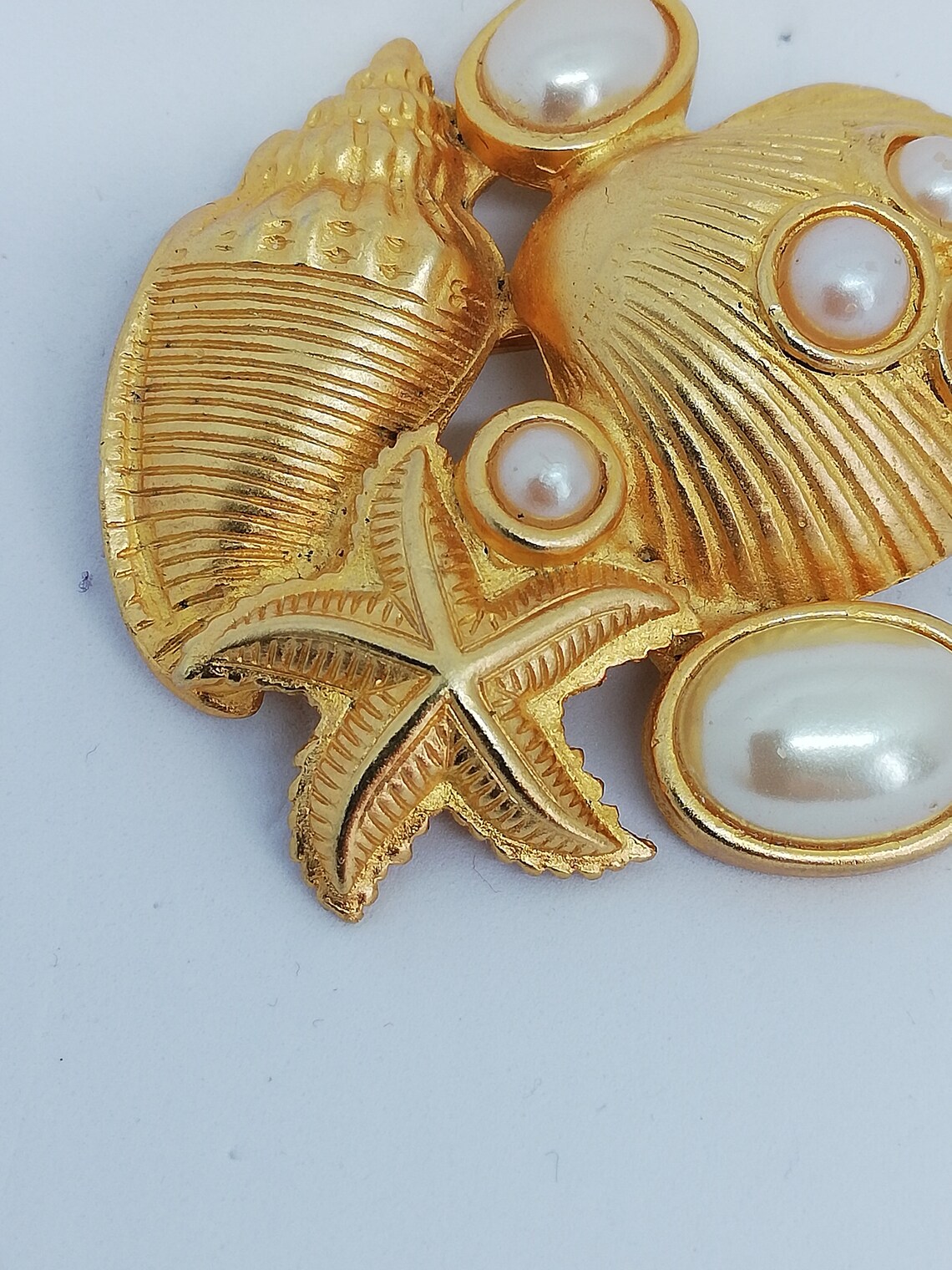 Vintage Gold Tone Multi Seashell Brooch with Clam Shell Etsy