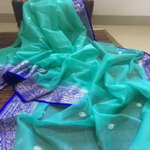 Double Shade Pure Chiffon Khaddi Georgette Saree Zari Weaves Silk Saree With Unstitched shops Running Blouse Women wedding Wear Party Wear Sari
