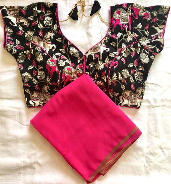 Combo Saree Blouse Ready Made Blouse With Saree Art Silk | Etsy