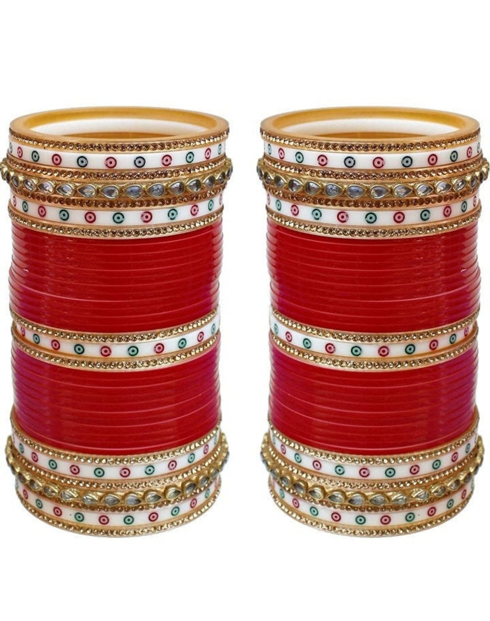 Wedding Bridal Chuda Red Chura Designer Chura & Golden Stone - Etsy