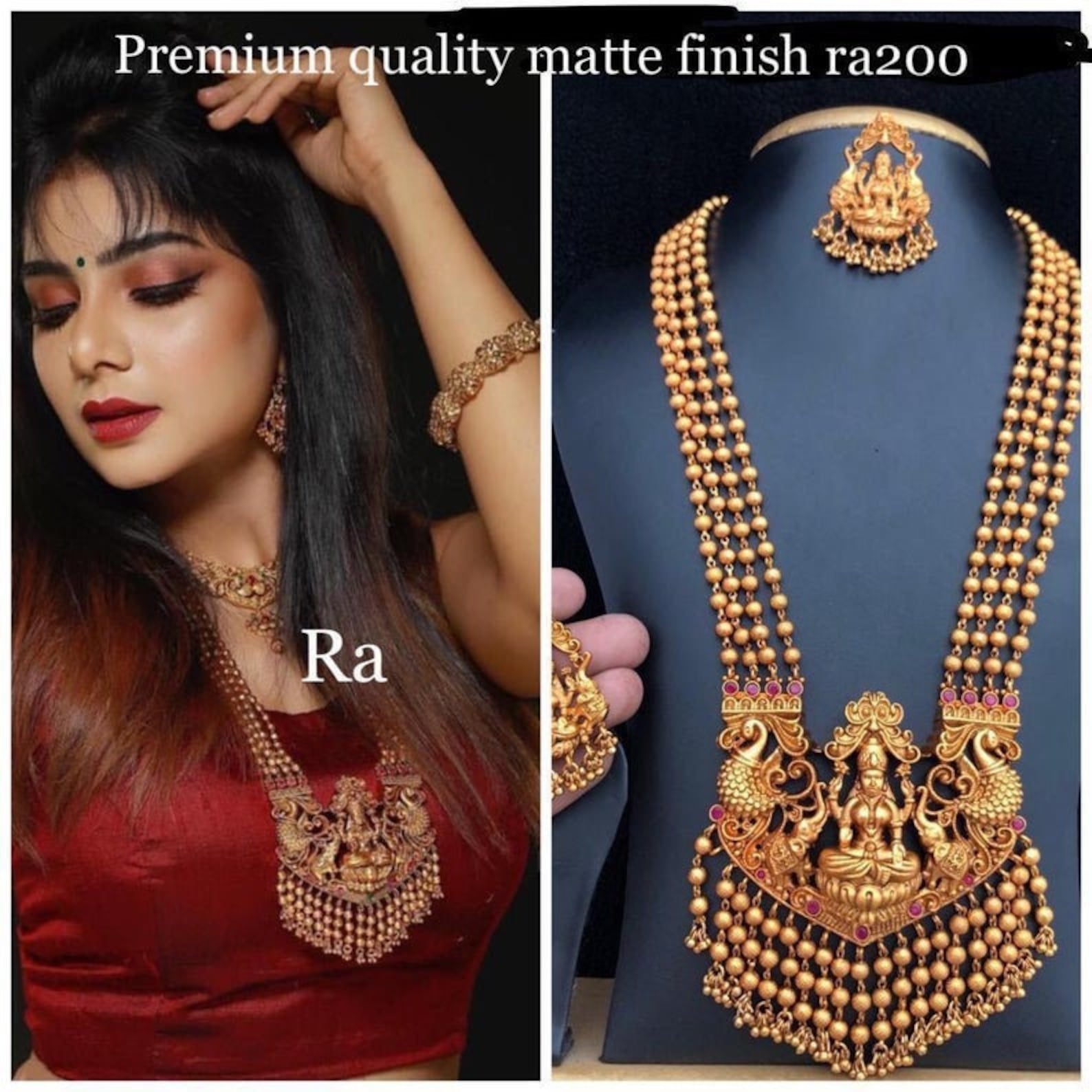 Bridal Traditional Matte Gold Jewellery Set Guttapusalu Etsy