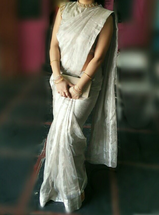 tissue wedding saree