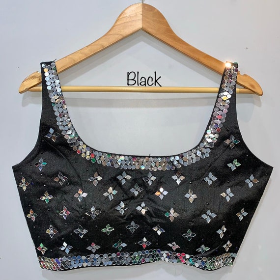 Womens Black Color Banglori Silk Deep Neck Sleevless Fancy Blouse For –