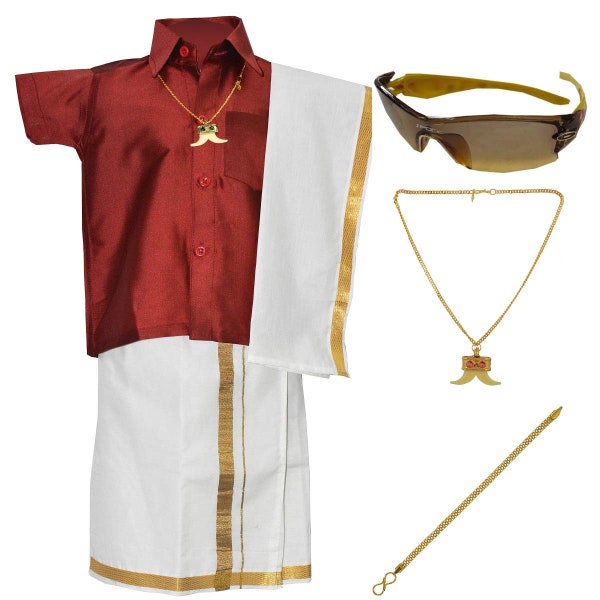 Boys Traditional Dhoti & Shirts SET For New Born Baby With Accessories Indian Traditional Kids Clothing South Festive Ethnic Wear