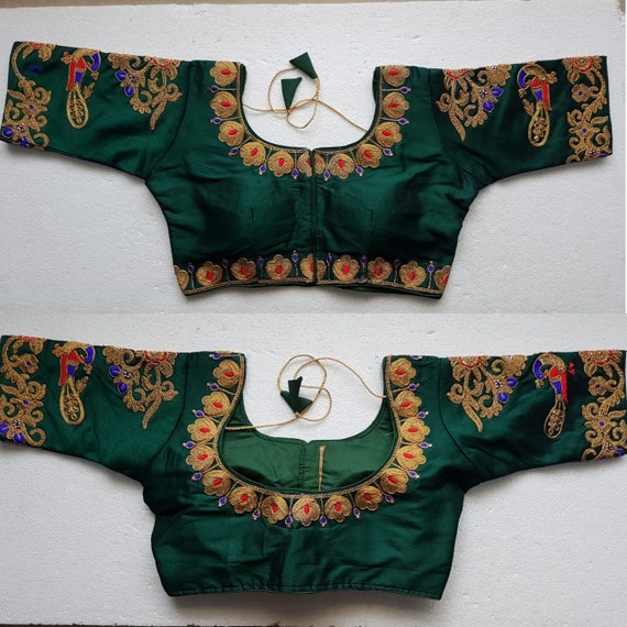 Green Readymade Blouse Saree Blouse 