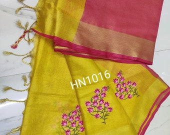 Tissue Saree Pure Linen Saree Indian Women's Handloom - Etsy