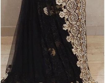 Buy Black Net Saree Online In India 