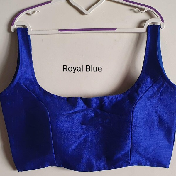 Royalblue Solid plain Wedding Blouse ReadyMade Blouse Saree Sleeveless Saree Stitched Blouse Sari Choli Crop Top Tunic Party Wear Girlish