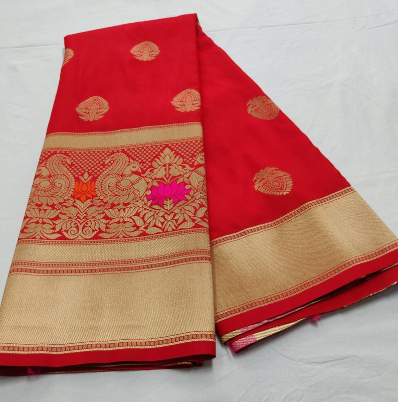 Designer Banarasi Art Silk Saree Bridal Saree Weaving Unstitched Blouse Indian Sari Dress Gifts Wedding Wear Sari Women Festive bridesmaid