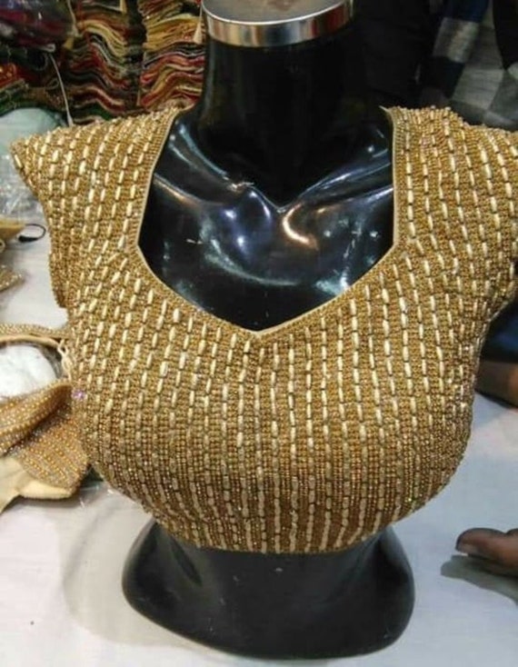 Heavy Golden Wedding Blouse Art Silk Party Gift Readymade | Etsy