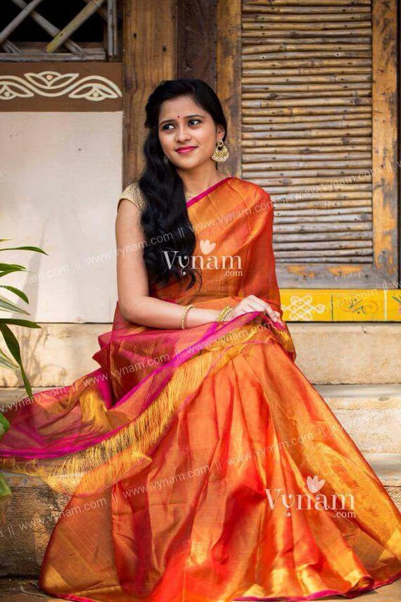 20 Beautiful Designs of Orange Sarees For Every Occasion! | Styles At Life