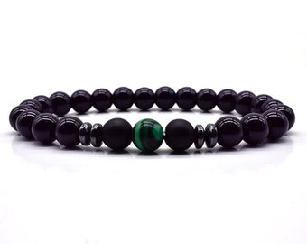 62-Bracelet chips onyx ou agate noire-Lithothérapie-soin par les cristaux