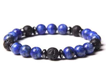 Bracelet - SATY - Lapis Lazuli Lama stone hematite natural stone
