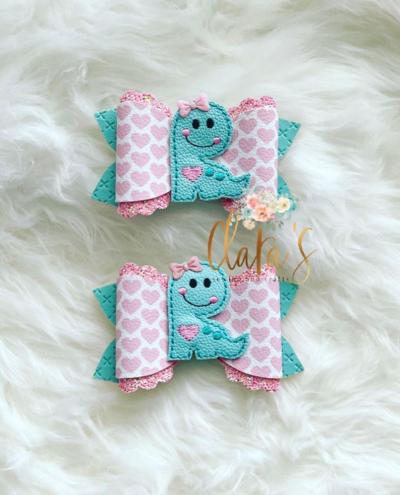 Valentine\u2019s Day hair bow alligator clip hair bow dinosaur hair bow