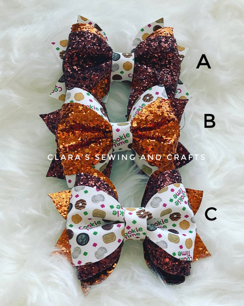 Girl Scout hair bows faux leather hair bow alligator clip hair bow
