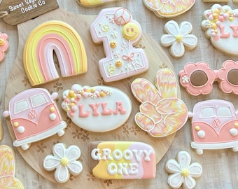 Groovy First Birthday Decorated Sugar Cookies