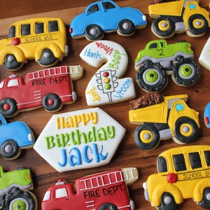 Honk Beep Vroom / Car & Truck Birthday Themed Royal Icing Sugar Cookies