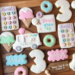 Donut Grow Up/ Donut and Ice Cream Birthday Sugar Cookies