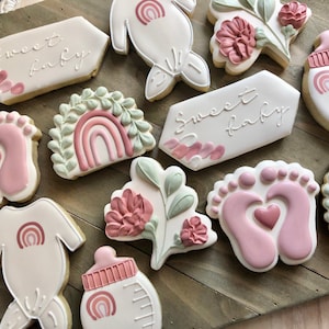 Boho Floral Baby Shower Sugar Cookies