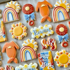 Here comes the son Baby Shower Royal Icing Cookies