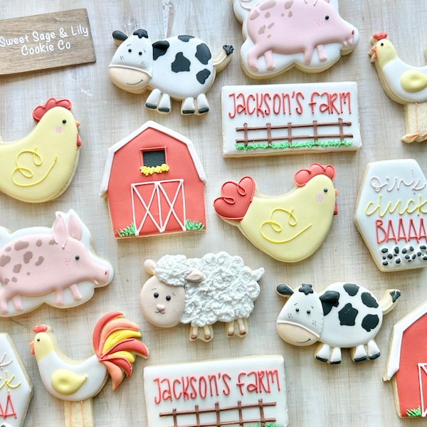 Farm Animal Birthday Sugar Cookies