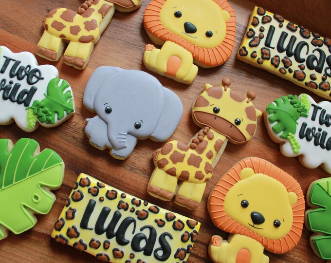 Safari/jungle Animal Royal Icing Decorated Sugar Cookies Etsy