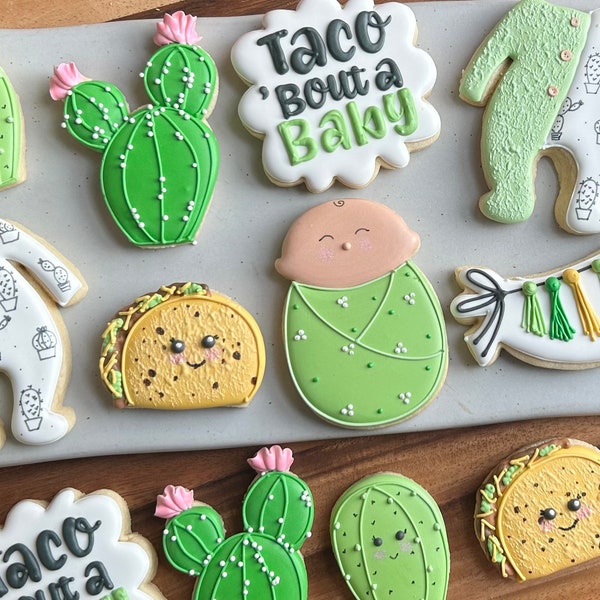 Taco ‘bout a baby Decorated Sugar Cookies