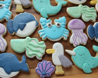 Sea Animal Royal Icing Sugar Cookies