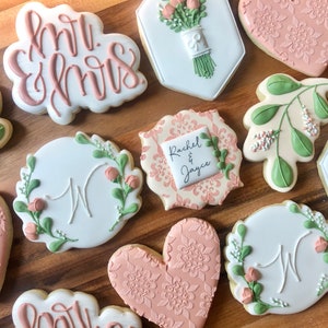 Dusty Rose Wedding Royal Icing Sugar Cookies