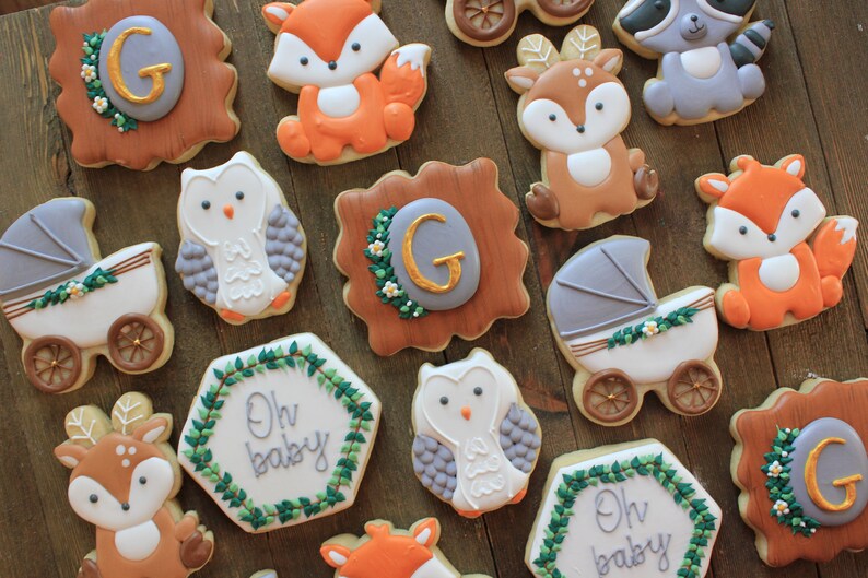 Baby Shower Woodland Animal Royal Icing Sugar Cookies/ Etsy
