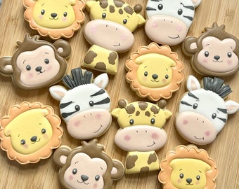 1 Dozen Safari Animal MINI sugar cookies