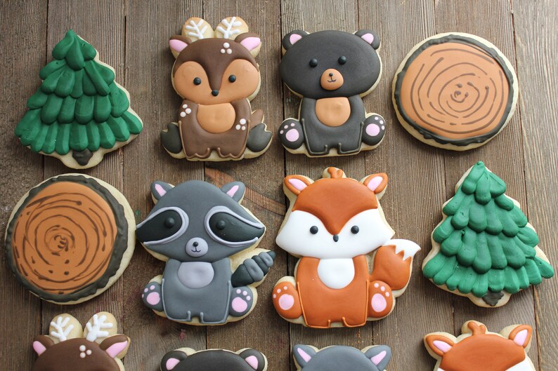 Woodland Animals Royal Icing Sugar Cookies / Decorated Sugar Etsy