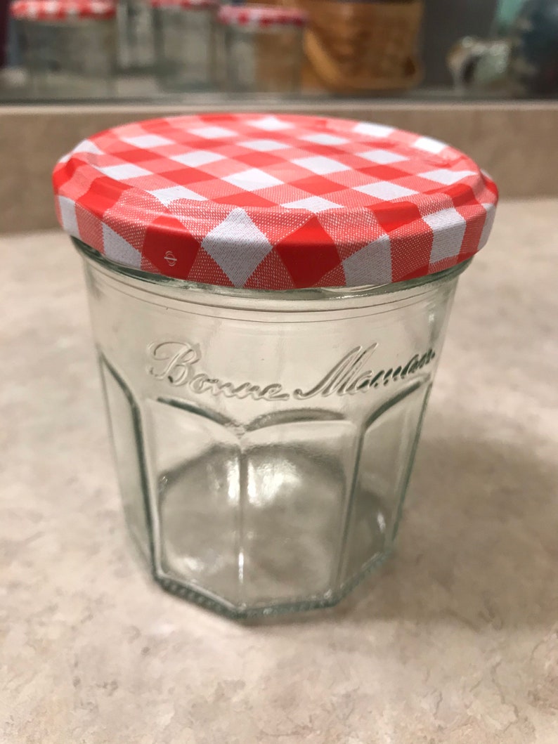 Bonne Maman 5 Clean Preserve Jelly Jars With Lids Featuring Their Red