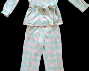 1970's Alex Colman Women's Spring Plaid Pantsuit