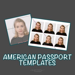 アメリカのパスポート写真テンプレート - 簡単で印刷可能 - サイズ通り - ウォレット