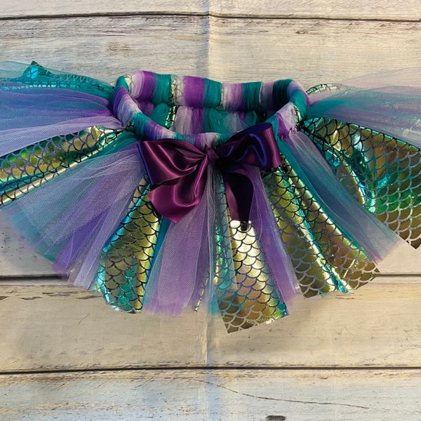 Mermaid tutu outfit and headband, skirt tulle tutu and shirt, mermaid birthday costume, toddler skirt tutu outfit