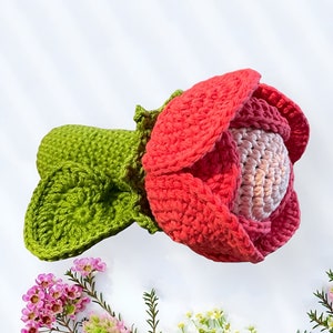 Baby flower rattle pink
