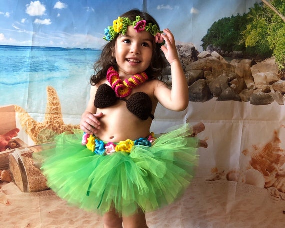 Hawaiian Luau Brown Natural Grass Hula Skirt Dress