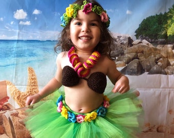 Hawaiian tutu set 1st birthday, Hula Luau Tutu Outfit, tropical tutu costume, skirt tulle tutu and top