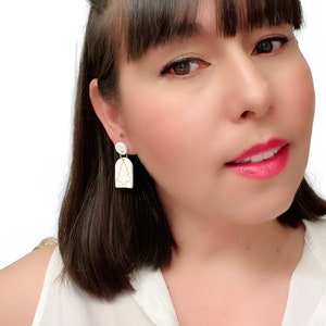 Boucles d&#39;oreilles arbre de Noël en pâte polymère, légères, hypoallergéniques, faites main, clous d&#39;oreilles