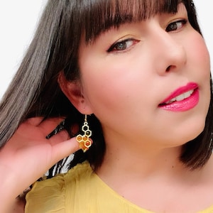 Gold Dripping Honeycomb Earrings, Hypoallergenic Statement Earrings, Resin Honey dangles.