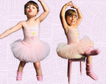 Ballerina Tutu Outfit, light pink skirt tulle tutu and embroidery leotard
