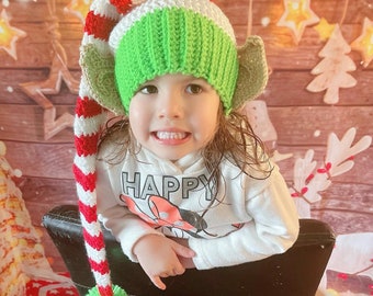 Crocheted Christmas Elf Hat: Hand-Made Holiday Hat with Ears