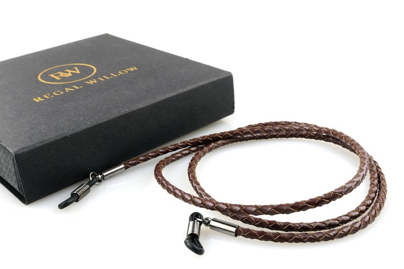 Handcrafted Full-Grain Braided Buffalo Leather Spectacles Cord Lanyard Glasses Chain Gift Boxed zdjęcie 6